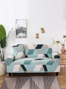 1pc Geometric Pattern Stretchy Sofa Cover Without Cushion