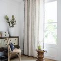 1pc Geometric Pattern Tassel Trim Curtain