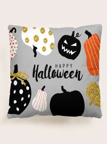 1pc Halloween Pumpkin Print Cushion Cover Without Filler