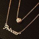 1pc Letter & Rhinestone Charm Layered Necklace