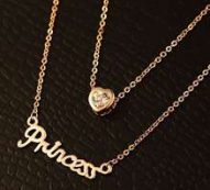 1pc Letter & Rhinestone Charm Layered Necklace