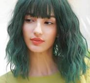 1pc Natural Curly Wig With Bangs