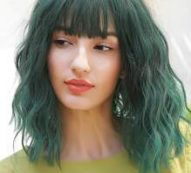 1pc Natural Curly Wig With Bangs