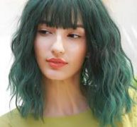 1pc Natural Curly Wig With Bangs