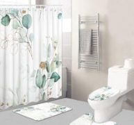 1pc Plant Print Bath Mat Or Shower Curtain