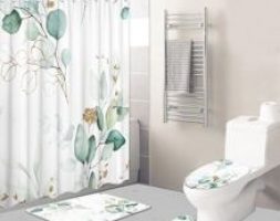 1pc Plant Print Bath Mat Or Shower Curtain