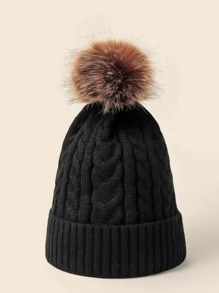 1pc Pom Pom Decor Knit Beanie