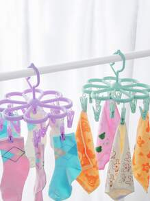 1pc Random Color Hanger With 12pcs Clothespin