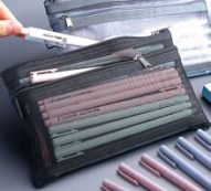 1pc Solid Mesh Random Pencil Bag