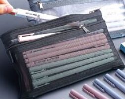 1pc Solid Mesh Random Pencil Bag