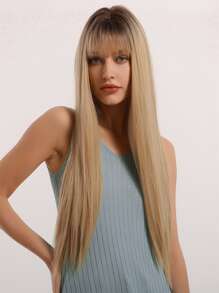 1pc Straight Long Hair Wig With Bang