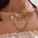 1pc Waterdrop & Crystal Charm Layered Necklace