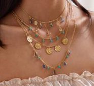 1pc Waterdrop & Crystal Charm Layered Necklace