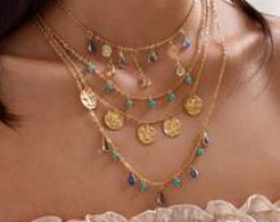 1pc Waterdrop & Crystal Charm Layered Necklace