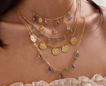 1pc Waterdrop & Crystal Charm Layered Necklace