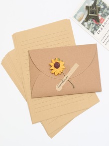 1set Random Writing Paper & Envelope & Artificial Flower