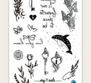 1sheet Butterfly & Dolphin Tattoo Sticker
