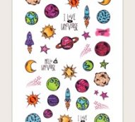 1sheet Cartoon Planet Nail Art Sticker