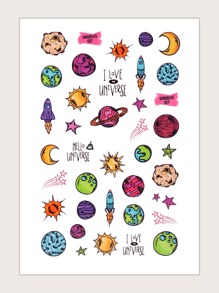 1sheet Cartoon Planet Nail Art Sticker