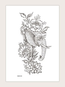 1sheet Elephant Pattern Tattoo Sticker