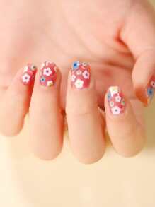 1sheet Flower Pattern Nail Art Sticker & 1pc Nail File