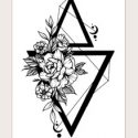 1sheet Flower & Triangle Pattern Tattoo Sticker