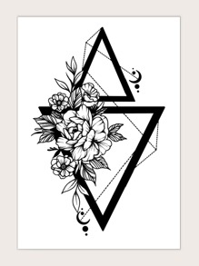 1sheet Flower & Triangle Pattern Tattoo Sticker