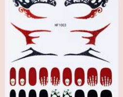 1sheet Halloween Skull Pattern Nail Art Sticker & Eye Tattoo Sticker