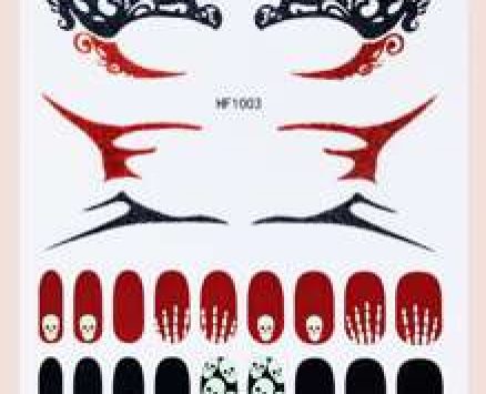 1sheet Halloween Skull Pattern Nail Art Sticker & Eye Tattoo Sticker