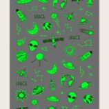 1sheet Luminous Cartoon Alien Nail Art Sticker