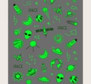 1sheet Luminous Cartoon Alien Nail Art Sticker