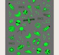 1sheet Luminous Cartoon Alien Nail Art Sticker