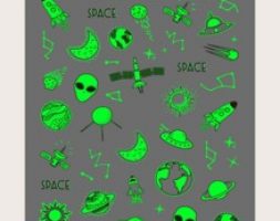 1sheet Luminous Cartoon Alien Nail Art Sticker