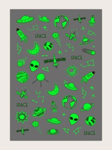 1sheet Luminous Cartoon Alien Nail Art Sticker