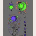 1sheet Luminous Moon Pattern Tattoo Sticker