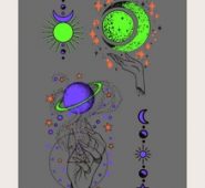 1sheet Luminous Moon Pattern Tattoo Sticker