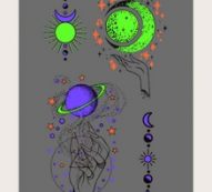 1sheet Luminous Moon Pattern Tattoo Sticker