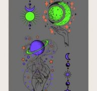 1sheet Luminous Moon Pattern Tattoo Sticker