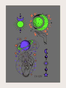 1sheet Luminous Moon Pattern Tattoo Sticker