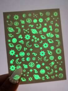 1sheet Luminous Planet Pattern Nail Art Sticker