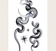 1sheet Snake & Moon Pattern Tattoo Sticker