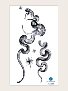 1sheet Snake & Moon Pattern Tattoo Sticker