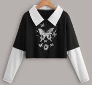 2 In 1 Butterfly Graphic Crop Tee