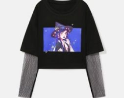 2 In 1 Cartoon Figure Graphic Tee