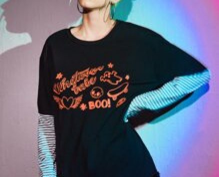 2 In 1 Halloween Graphic Letter Tee