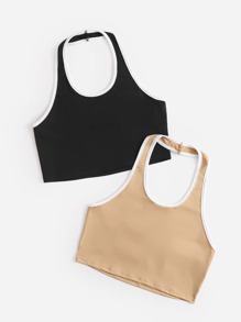 2 Pack Colorblock Halter Top