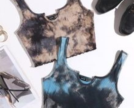 2 Pack Notched Neck Lettuce Trim Tie Dye Tank Top