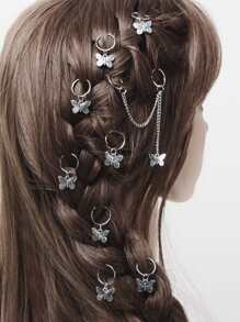 20pcs Butterfly Pendant Hair Ring