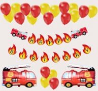 23pcs Fire Truck Theme Birthday Decorative Balloon Set