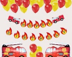 23pcs Fire Truck Theme Birthday Decorative Balloon Set